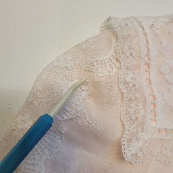 Gunne Sax Jessica McClintock Light Pink and White Lace Vintage Dress - Picture 14 of 15